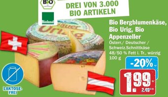 Hit Bio Bergblumenkäse, Bio Urig, Bio Appenzeller 100 g Angebot