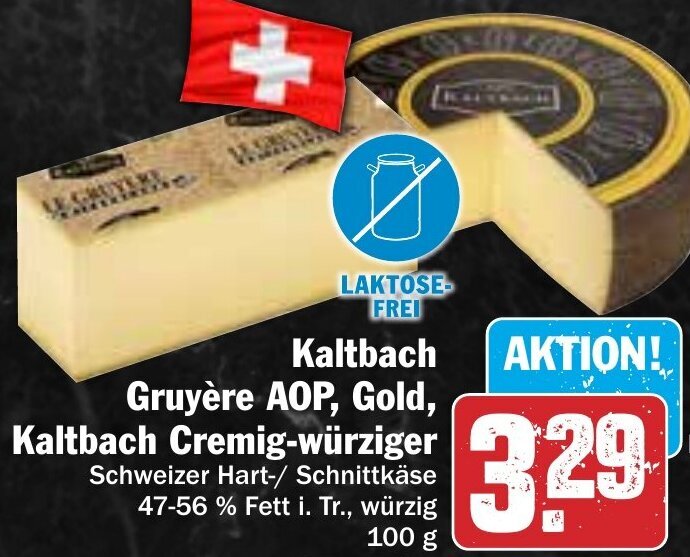 Kaltbach Gruyère AOP, Gold, Kaltbach Cremigwürziger 100 g Angebot bei Hit