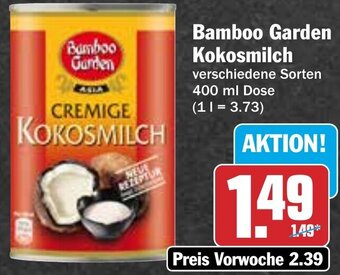 Hit Bamboo Garden Kokosmilch 400 ml Dose Angebot