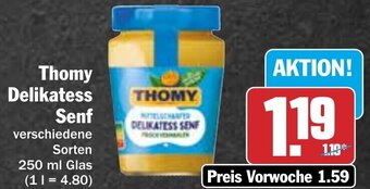 Hit Thomy Delikatess Senf 250 ml Glas Angebot