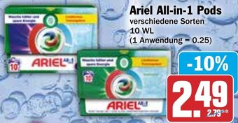 Hit Ariel All-in-1 Pods, 10 WL Angebot