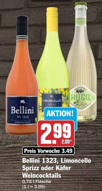 Hit Bellini 1323, Limoncello Sprizz oder Käfer Weincocktails 0,75 L Flasche Angebot