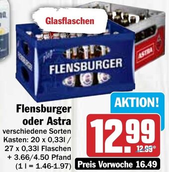 Hit Flensburger oder Astra 20x0,33 L/27x0,33 L Angebot