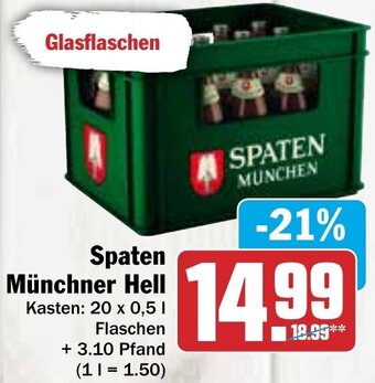 Hit Spaten Münchner Hell 20x0,5 L Flaschen Angebot