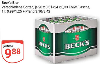 Globus Beck's Bier 20x0,5 L/24x0,33 L Angebot