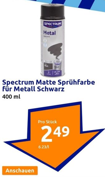 Action Spectrum Matte Sprühfarbe für Metall Schwarz 400 ml Angebot