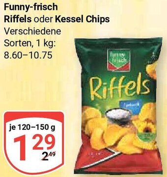 Globus Funny-frisch Riffels oder Kessel Chips 120-150 g Angebot