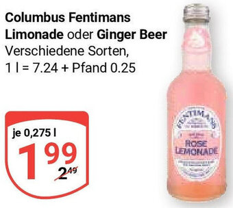 Globus Columbus Fentimans Limonade oder Ginger Beer 0,275 L Angebot