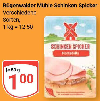 Globus Rügenwalder Mühle Schinken Spicker 80 g Angebot