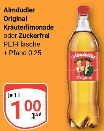 Globus Almdudler Original Kräuterlimonade oder Zuckerfrei 1 L Angebot