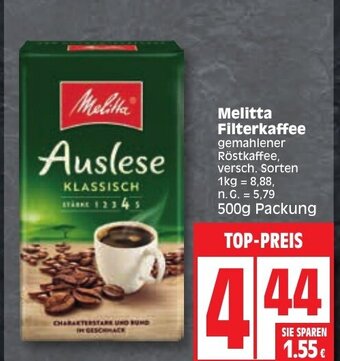 Edeka Melitta Filterkaffee 500g Packung Angebot