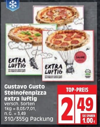 Edeka Gustavo Gusto Steinofenpizza extra luftig 310/355 g Packung Angebot