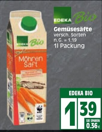 Edeka EDEKA BIO Gemüsesäfte 1 l Packung Angebot