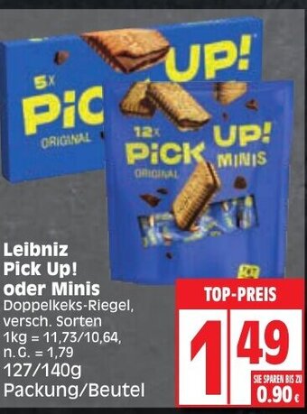 Edeka Leibniz Pick Up! oder Minis 127/140g Packung/Beutel Angebot
