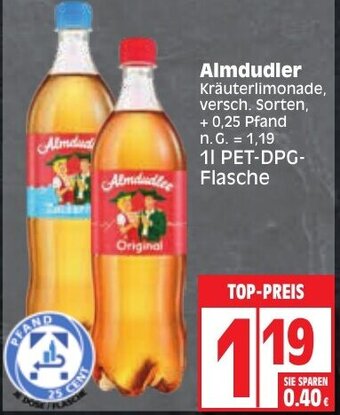 Edeka Almdudler Kräuterlimonade 1 l PET-DPG-Flasche Angebot