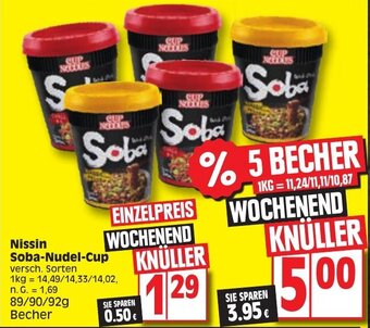 Edeka Nissin Soba-Nudel-Cup 89/90/92 g Becher 5 Angebot