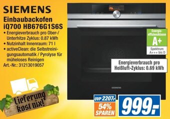 Expert Technomarkt SIEMENS Einbaubackofen iQ700 HB676G1S6S Angebot