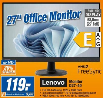 expert Techno Land Lenovo Monitor D27-40 Angebot