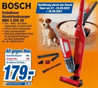 expert Techno Land BOSCH Kabelloser Handstaubsauger BBH 3 ZOO 25 Angebot