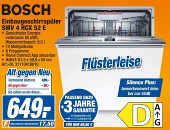 expert Techno Land BOSCH Einbaugeschirrspüler SMV 4 HCX 52 E Angebot