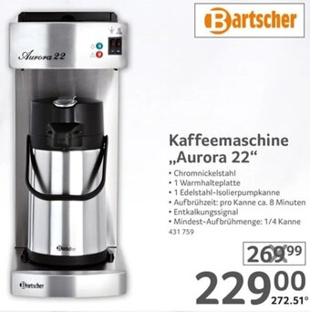 Selgros Bartscher Kaffeemaschine Aurora 22 Angebot