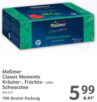 Selgros Meßmer Classic Moments Kräuter, Früchte oder Schwarztee 100 Beutel Packung Angebot