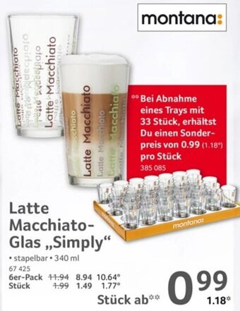 Selgros Montana Latte Macchiato Glas Simply Angebot