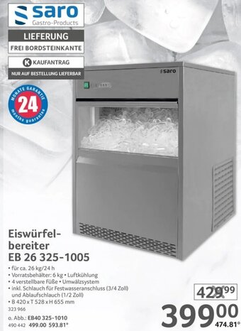 Selgros Saro Eiswürfelbereiter EB 26 325-1005 Angebot