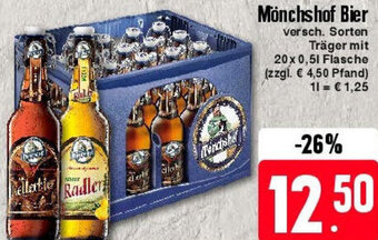 Edeka Mönchshof Bier 20x0,5 L Flasche Angebot