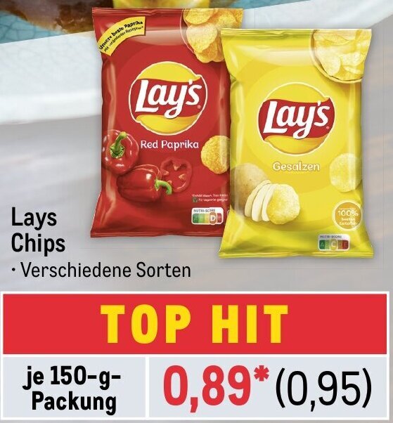 Lays Chips 150 g Packung Angebot bei METRO