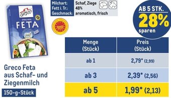 METRO Greco Feta aus Schaf und Ziegenmilch 150-g-Stück Angebot