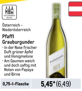 METRO Österreich - Niederösterreich Pfaffl Grauburgunder 0,75 L Flasche Angebot
