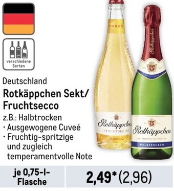 METRO Deutschland Rotkäppchen Sekt/ Fruchtsecco 0,75 L Flasche Angebot