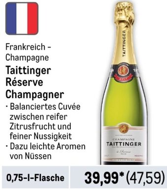 METRO Taittinger Réserve Champagner 0,75 L Flasche Angebot