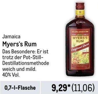METRO Jamaica Myers's Rum 0,7 L Flasche Angebot