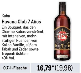 METRO Kuba Havana Club 7 Años 0,7 L Flasche Angebot