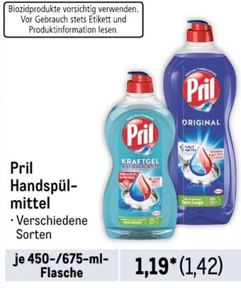 METRO Pril Handspülmittel 450/675 ml Flasche Angebot