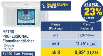 METRO METRO PROFESSIONAL Einmalhandtücher 5 x 160 Blatt-Packung Angebot