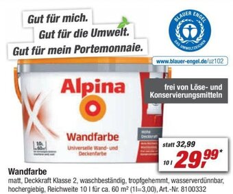 toom Baumarkt Alpina Wandfarbe 10L Angebot