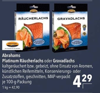 CITTI Markt Abrahams Platinum Räucherlachs oder Gravadlachs 100g Angebot