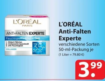 Famila Nord Ost L'ORÉAL Anti-Falten Experte 50 ml Packung Angebot