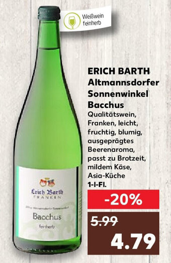 Kaufland ERICH BARTH Altmannsdorfer Sonnenwinkel Bacchus 1 l Fl. Angebot