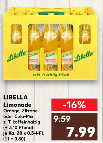 Kaufland LIBELLA Limonade  Ka. 20 x 0,5 l Fl. Angebot