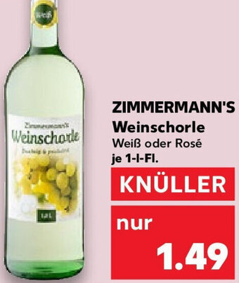 Kaufland ZIMMERMANN'S Weinschorle 1-I-FI. Angebot