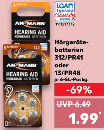 Kaufland Hörgerätebatterien 312/PR41 oder 13/PR48 je 6-St.-Packg. Angebot