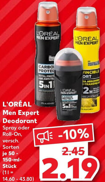 Kaufland L'ORÉAL Men Expert Deodorant 50-150 ml Angebot