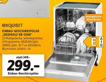 SCONTO Exquisit EINBAU-GESCHIRRSPÜLER „EGSP6012-EB-030E" Angebot