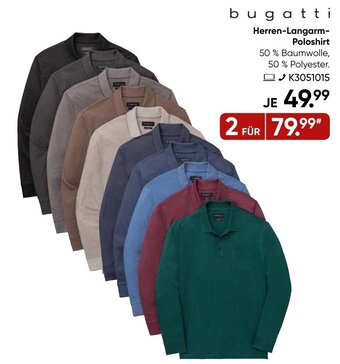 Galeria bugatti Herren-Langarm Poloshirt Angebot