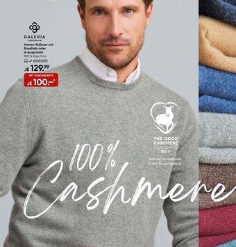 Galeria GALERIA cashmere Herren-Pullover mit Rundhals oder V-Ausschnitt Angebot