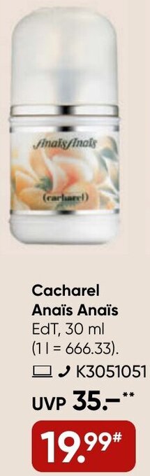 Galeria Cacharel Anaïs Anaïs EdT, 30 ml Angebot